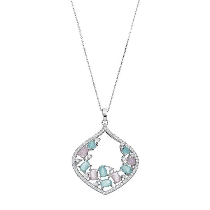 Sterling Silver Cubic Zirconia Marquise Pendant Necklace, Women's, Size: 18, Multicolor
