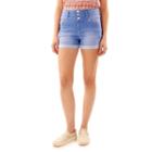 Juniors' Wallflower Triple Stack Jean Shortie Shorts, Teens, Size: 15, Dark Pink