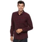 Men's Apt. 9&reg; Slim-fit Plaid Brushed Flannel Button-down Shirt, Size: Med Slim, Red
