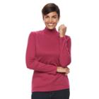Women's Croft & Barrow&reg; Long Sleeve Mockneck Top, Size: Small, Pink