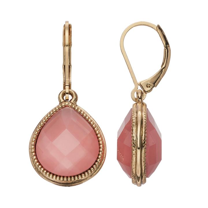 Napier Faceted Inlay Teardrop Earrings, Women's, Pink
