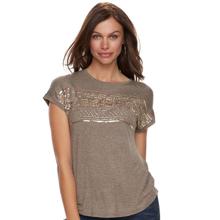Women's Apt. 9&reg; Graphic Tee, Size: Large, Dark Beige