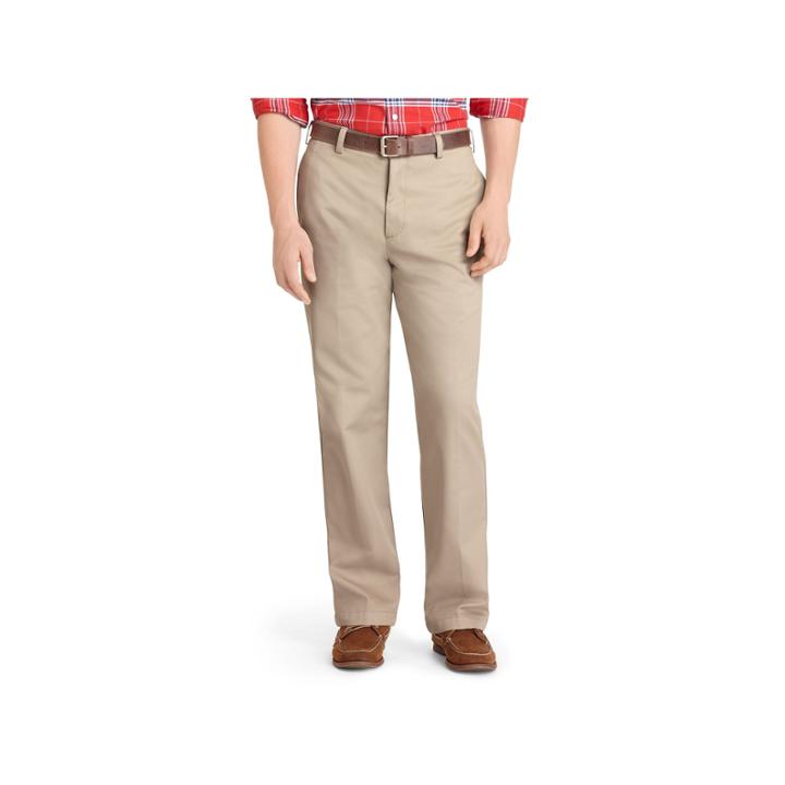 Men's Izod American Chino Classic-fit Wrinkle-free Flat-front Pants, Size: 29x32, Beig/green (beig/khaki)