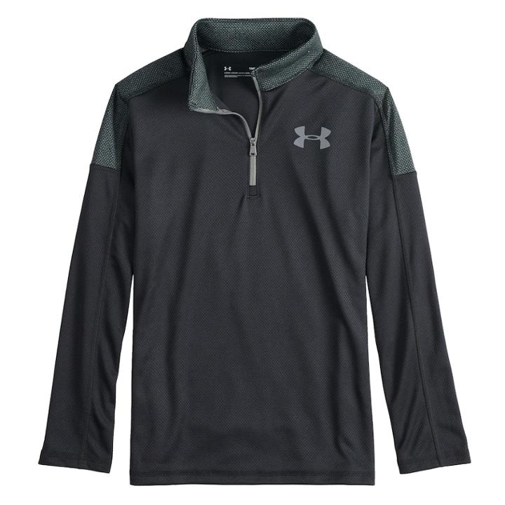 Boys 8-20 Under Armour Tech Quarter-zip Tee, Size: Small, Black
