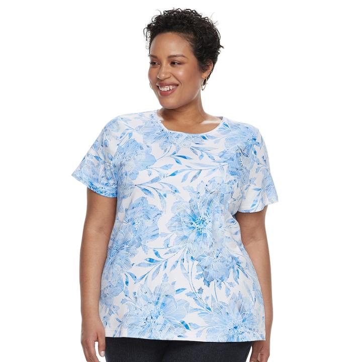 Plus Size Croft & Barrow&reg; Essential Crewneck Tee, Women's, Size: 2xl, Med Blue