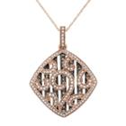 1 1/5 Carat T.w. Brown And White Diamond 10k Rose Gold Scrollwork Pendant Necklace, Women's, Size: 18