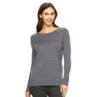 Women's Apt. 9&reg; Sparkle Scoopneck Sweater, Size: Medium, Grey