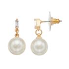 Lc Lauren Conrad Cubic Zirconia & Simulated Pearl Nickel Free Drop Earrings, Women's, White