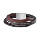 Men's Brown & Black Leather Multistrand Bracelet, Size: 8, Multicolor