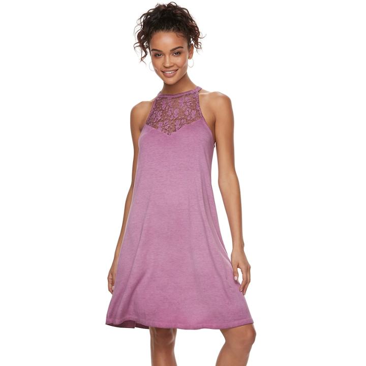 Juniors' Mudd&reg; Lunar Wash High-neck Swing Dress, Teens, Size: Xl, Drk Purple