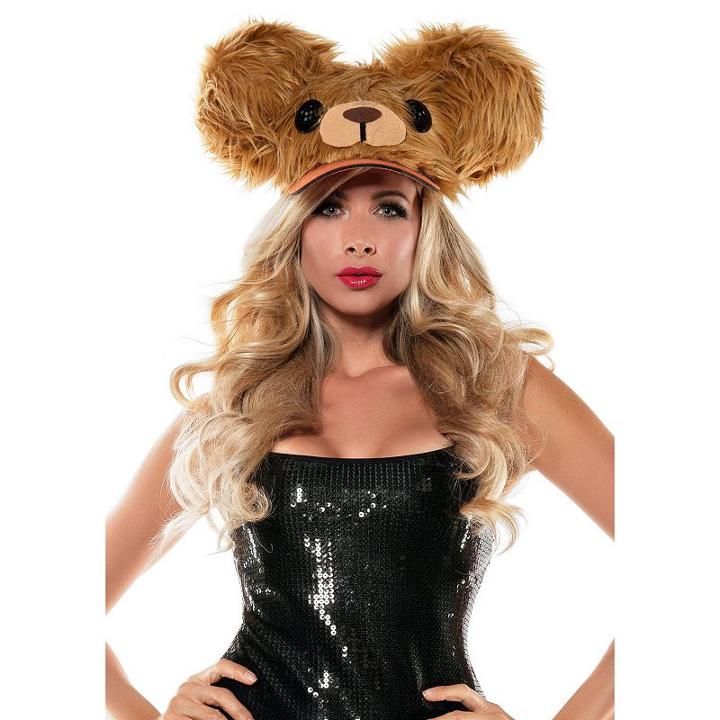 Adult Brown Bear Fuzzy Costume Hat, Women's