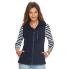 Women's Chaps Solid Fleece Vest, Size: Xl, Blue (navy)