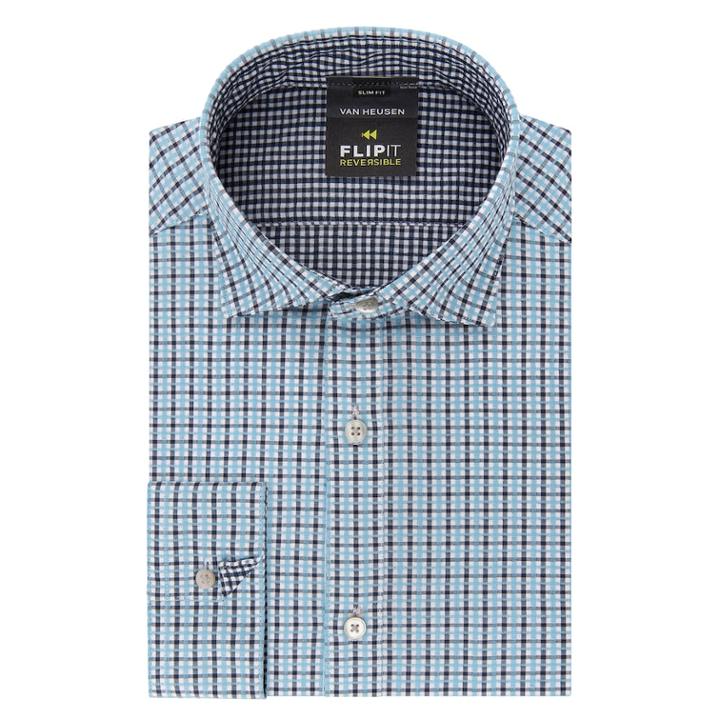 Men's Van Heusen Flip-it Slim Fit Reversible Dress Shirt, Size: 2x-34/35, Dark Blue