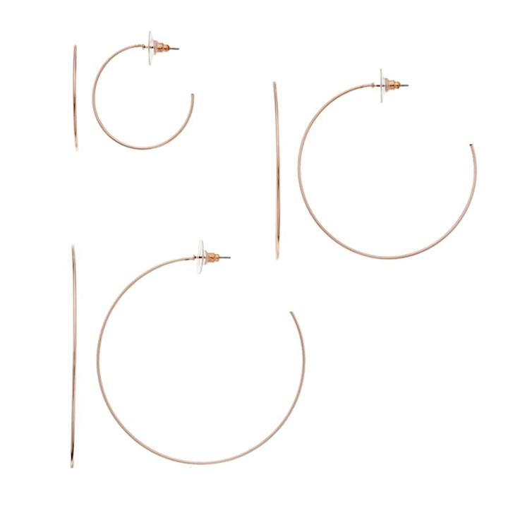 Rose-gold Tone Nickel Free Hoop Earring Set, Women's, Light Pink