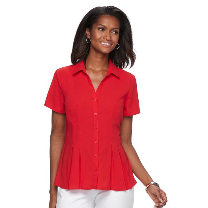 Women's Dana Buchman Release-pleat Blouse, Size: Medium, Med Red