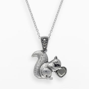 Lavish By Tjm Sterling Silver Squirrel Pendant - Made With Swarovski Marcasite, Women's, Grey