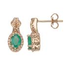 10k Gold Emerald & 1/4 Carat T.w. Diamond Halo Stud Earrings, Women's, Green