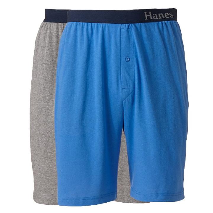 Big & Tall Hanes 2-pk. Striped And Solid Knit Lounge Shorts, Men's, Size: 4xl, Blue