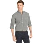 Men's Izod Slim-fit Gingham-checked Stretch Button-down Shirt, Size: Small, Med Green