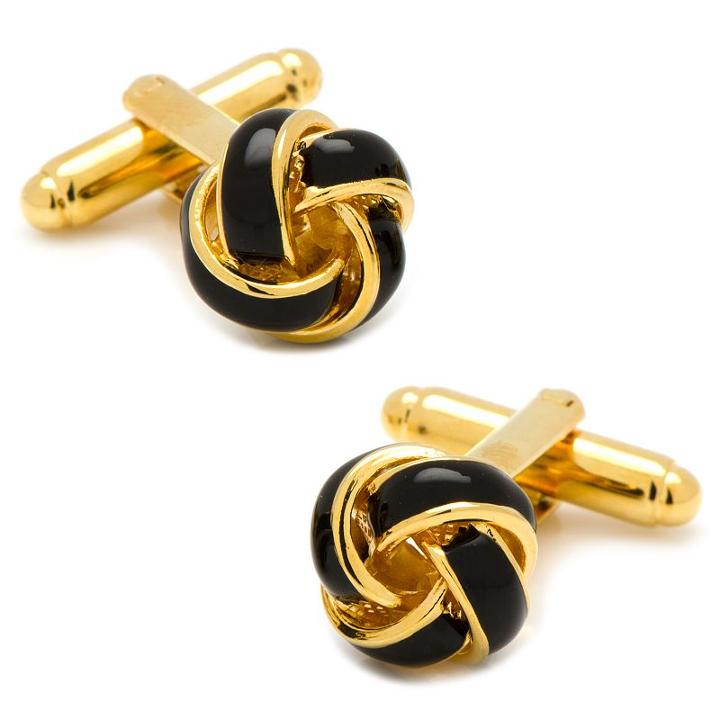 Black & Gold Knot Cuff Links, Men's