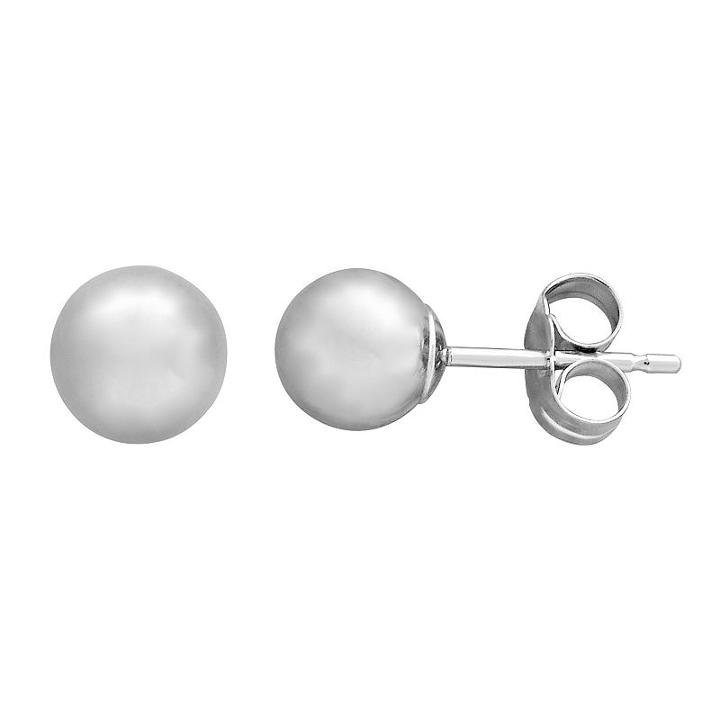 Everlasting Gold 14k White Gold Ball Stud Earrings, Women's, Silver