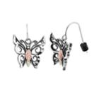 Black Hills Gold Tri-tone Butterfly Drop Earrings In Sterling Silver, Women's, Grey