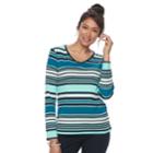 Women's Croft & Barrow&reg; Classic Long Sleeve V-neck Tee, Size: Xl, Lt Green