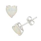 Lab-created Opal 10k White Gold Heart Stud Earrings, Women's