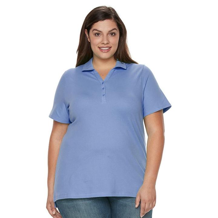 Plus Size Croft & Barrow&reg; Pique Polo, Women's, Size: 2xl, Blue (navy)