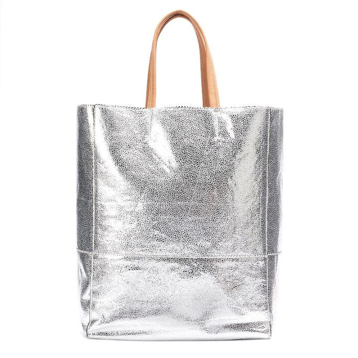 Women's Juicy Metallic Tote Bag, Silver