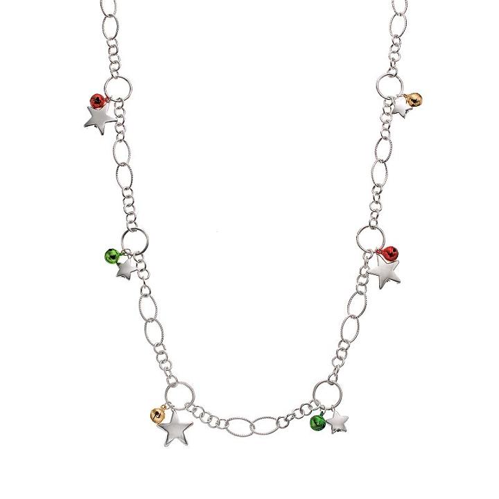 Jingle Bell And Star Long Necklace, Women's, Multicolor