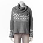 Juniors' Pink Republic Button Cowlneck Sweater, Girl's, Size: Large, Grey Other