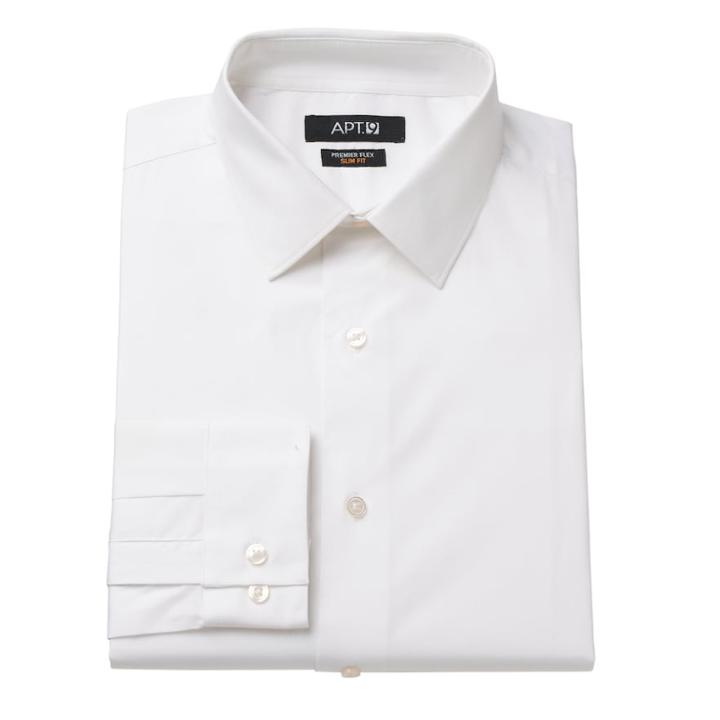 Big & Tall Apt. 9&reg; Premier Flex Collar Stretch Dress Shirt, Men's, Size: 22 36/7t, White
