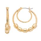 Dana Buchman Tube Bead Textured Double Hoop Earrings, Women's, Gold