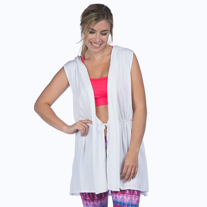 Women's Pl Movement By Pink Lotus Beautiful Cover Up Vest, Size: Large, White