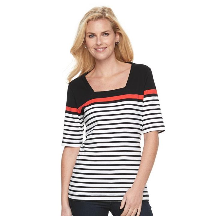 Women's Croft & Barrow&reg; Squareneck Tee, Size: Small, Brt Red