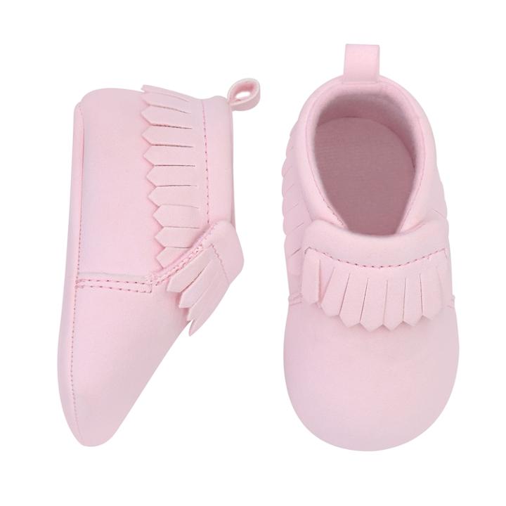 Baby Girl Goldbug Faux-suede Fringe Moccasin Crib Shoes, Size: 9-12 Months, Pink