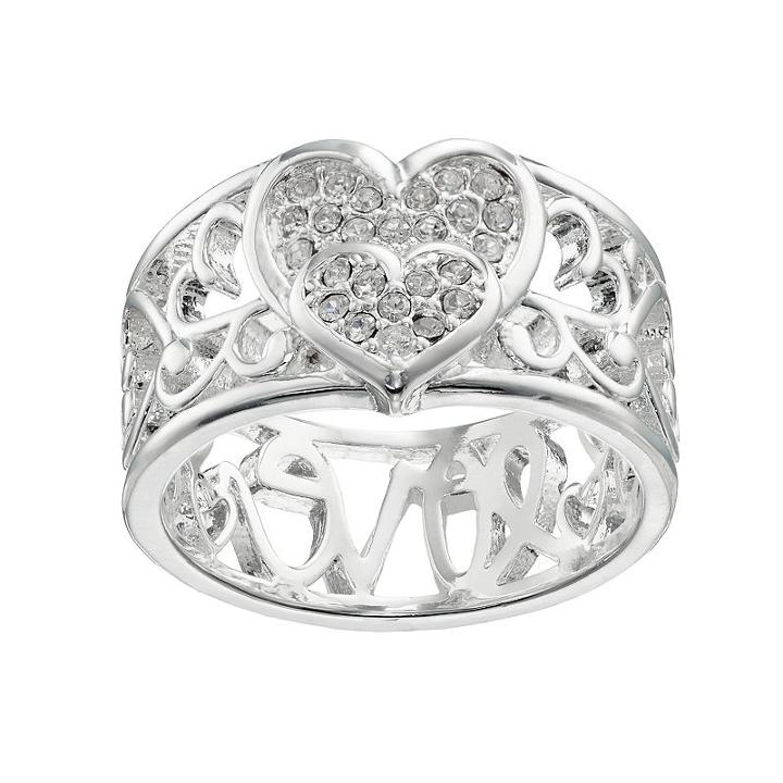 Love This Life Crystal Heart Ring, Women's, Size: 7, Grey