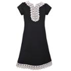 Girls 7-16 Bonnie Jean Knit Venise Yoke Shift Dress, Size: 16, Black