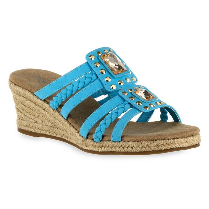 Easy Street Bazinga Women's Wedge Sandals, Size: 10 N, Turquoise/blue (turq/aqua)