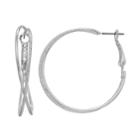 Lc Lauren Conrad Nickel Free Silver Tone Crisscross Hoop Earrings, Women's