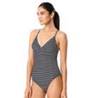 Women's Speedo Striped One-piece Swimsuit, Size: Xl, Black White