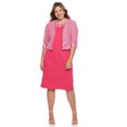 Plus Size Maya Brooke Jacquard Dress & Print Jacket Set, Women's, Size: 16 W, Dark Pink