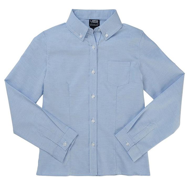 Girls 4-20 & Plus Size French Toast Long Sleeve School Uniform Oxford Top, Girl's, Size: 10, Blue