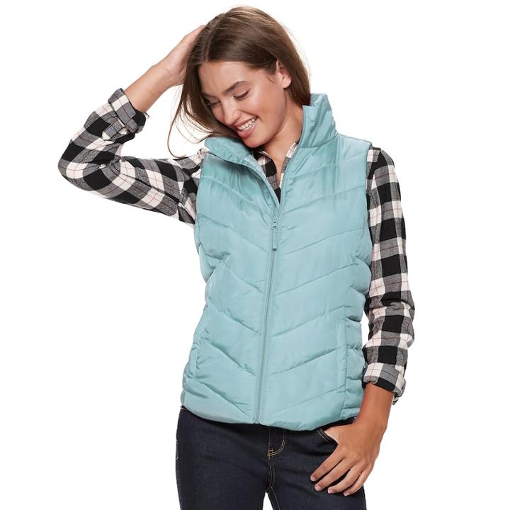 Juniors' So&reg; Puffer Vest, Teens, Size: Medium, Light Blue