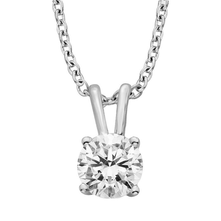 Diamonore Sterling Silver 1 1/2-ct. T.w. Simulated Diamond Solitaire Pendant, Women's, Size: 16, White