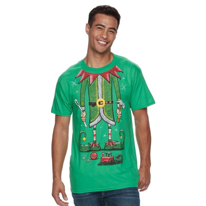 Men's Christmas Elf Tee, Size: Large, Green