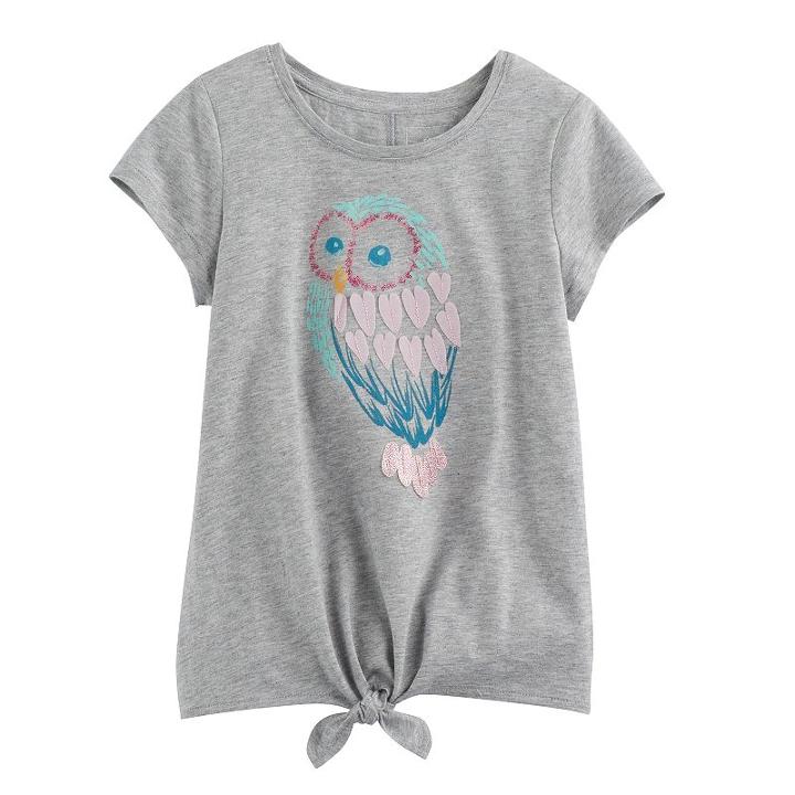 Girls 4-12 Sonoma Goods For Life&trade; Graphic Tie-front Tee, Size: 7, Grey Other