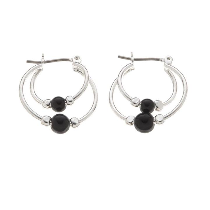 Apt. 9&reg; Beaded Double-hoop Earrings, Women's, Grey