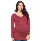 Maternity A:glow Ruched Scoopneck Tee, Women's, Size: L-mat, Dark Red